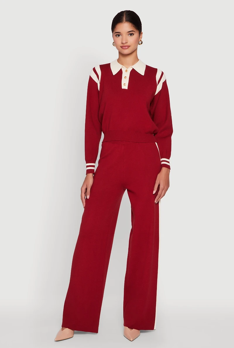 Side Stripe Pull On Wide Leg Pants