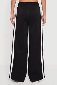 Contrast Trim Fleece Lined Wide Leg Pants