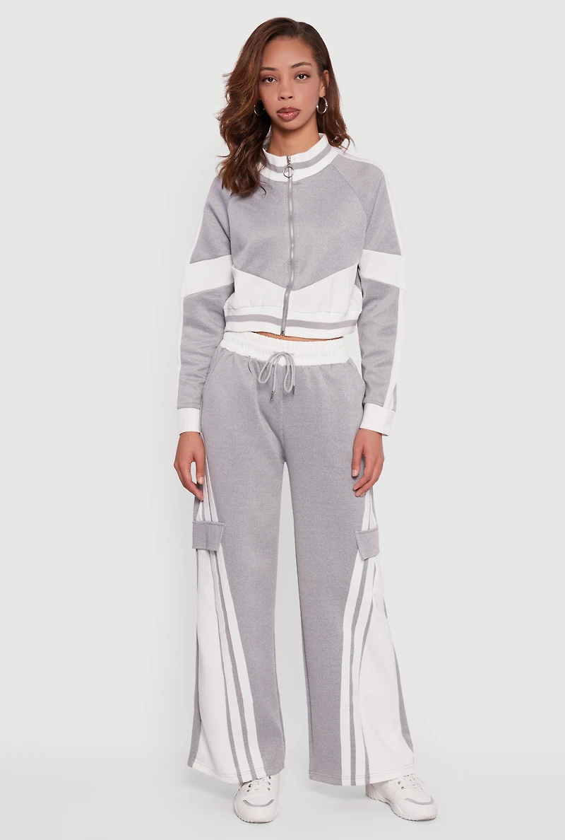 Color Blocked Detail Zip Front Track Jacket