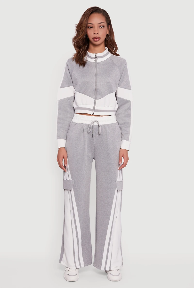 Color Blocked Detail Zip Front Track Jacket