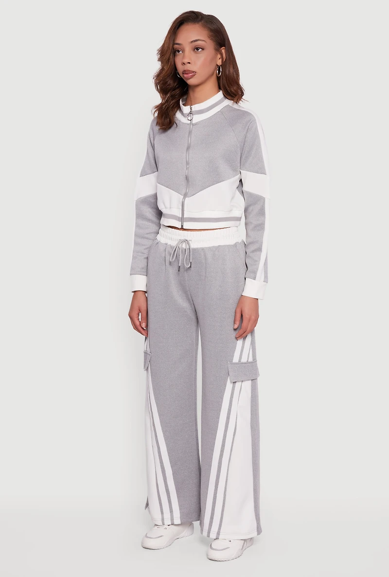 Color Blocked Detail Zip Front Track Jacket