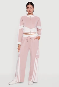 High Waisted Stripe Detail Wide Leg Active Pants