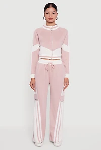 High Waisted Stripe Detail Wide Leg Active Pants