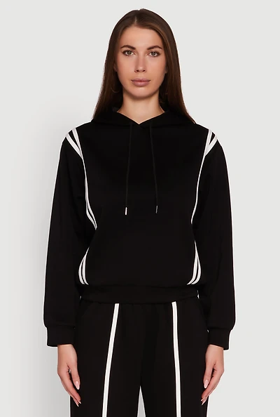 Womens Varsity Stripe Hooded Pullover Sweatshirt, S