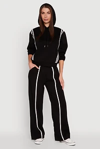Womens Varsity Stripe Hooded Pullover Sweatshirt,