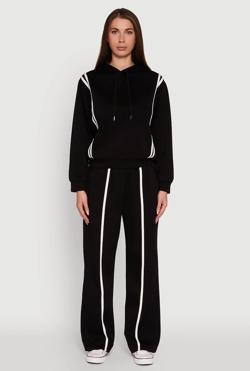 Womens Varsity Stripe Hooded Pullover Sweatshirt,