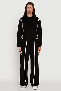 Womens Varsity Stripe Hooded Pullover Sweatshirt,