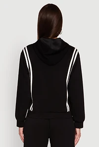 Womens Varsity Stripe Hooded Pullover Sweatshirt,