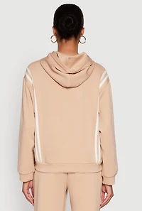 Womens Varsity Stripe Hooded Pullover Sweatshirt, L