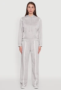 Womens Varsity Stripe Hooded Pullover Sweatshirt, Grey, Size S