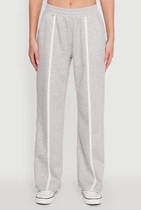 Womens Contrast Trim Mid Rise Wide Leg Sweatpants, S