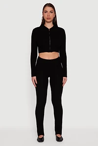 Cable Knit Asymmetrical Fold Over Pants