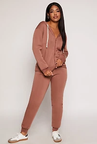 Womens Zip Front Hooded Sweatshirt, Brown, Size S