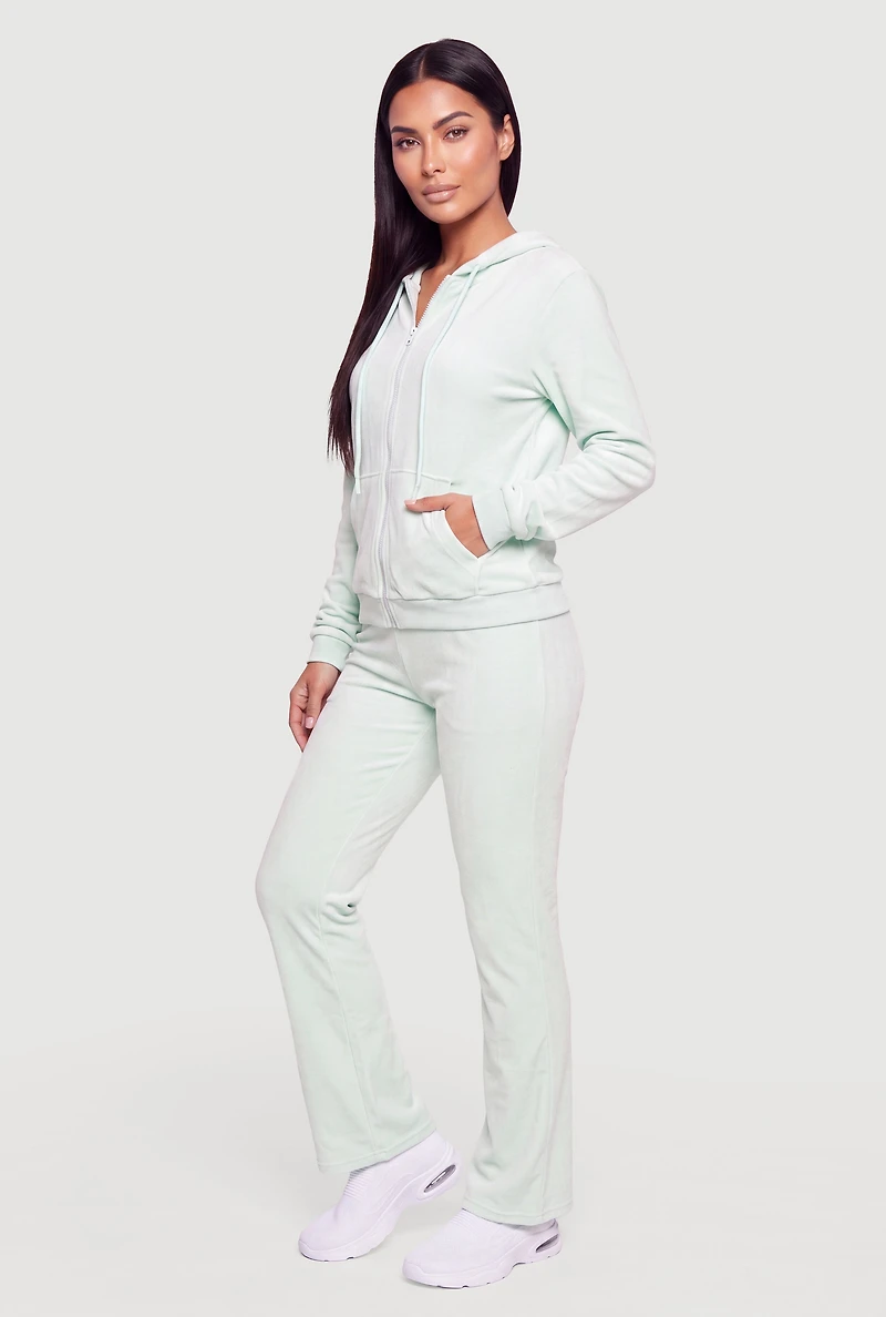 Velour Mid Rise Pull On Sweatpants