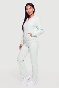 Velour Mid Rise Pull On Sweatpants
