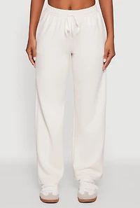 Womens Faux Drawstring High Waisted Casual Pants, White, Size S