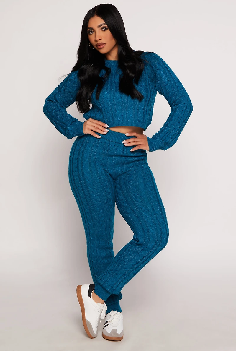 Cable Knit Cropped Pullover Sweater