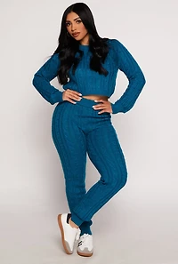 Cable Knit Cropped Pullover Sweater