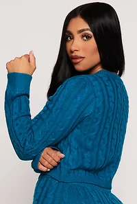 Cable Knit Cropped Pullover Sweater