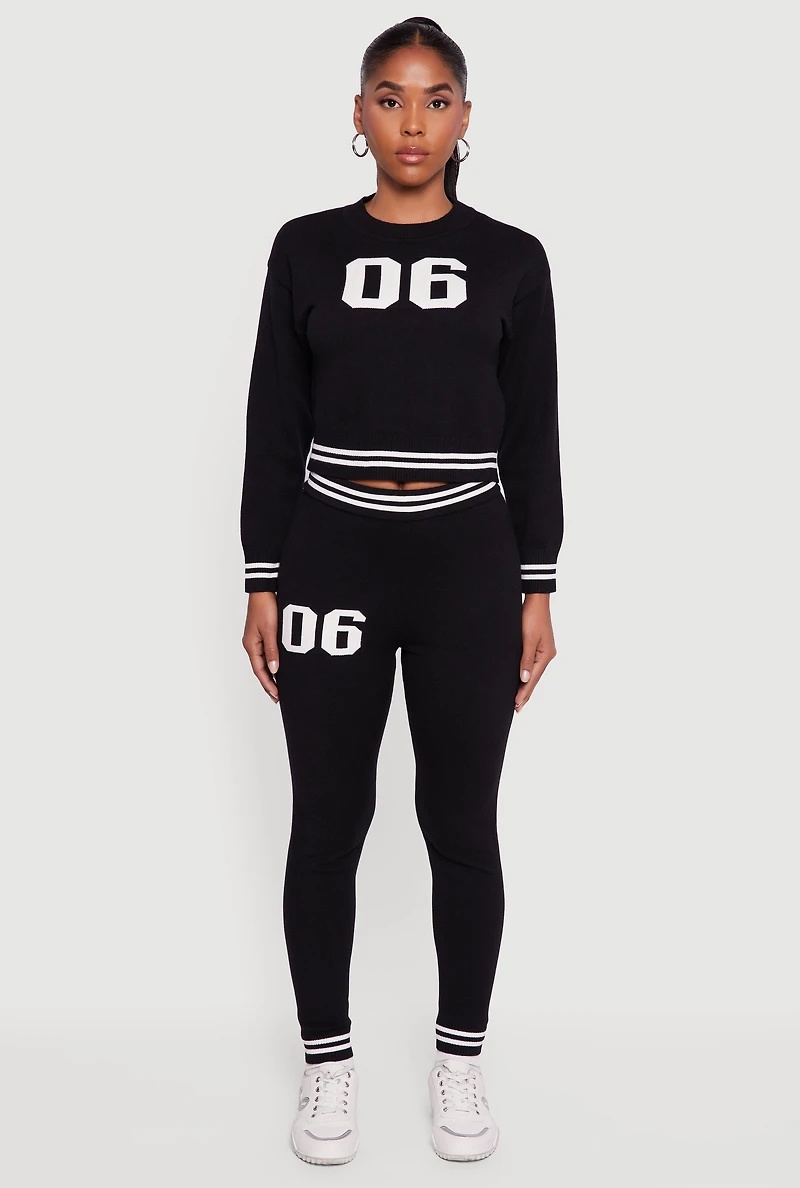 Womens 06 Graphic Varsity Stripe Skinny Leg Sweatpants,