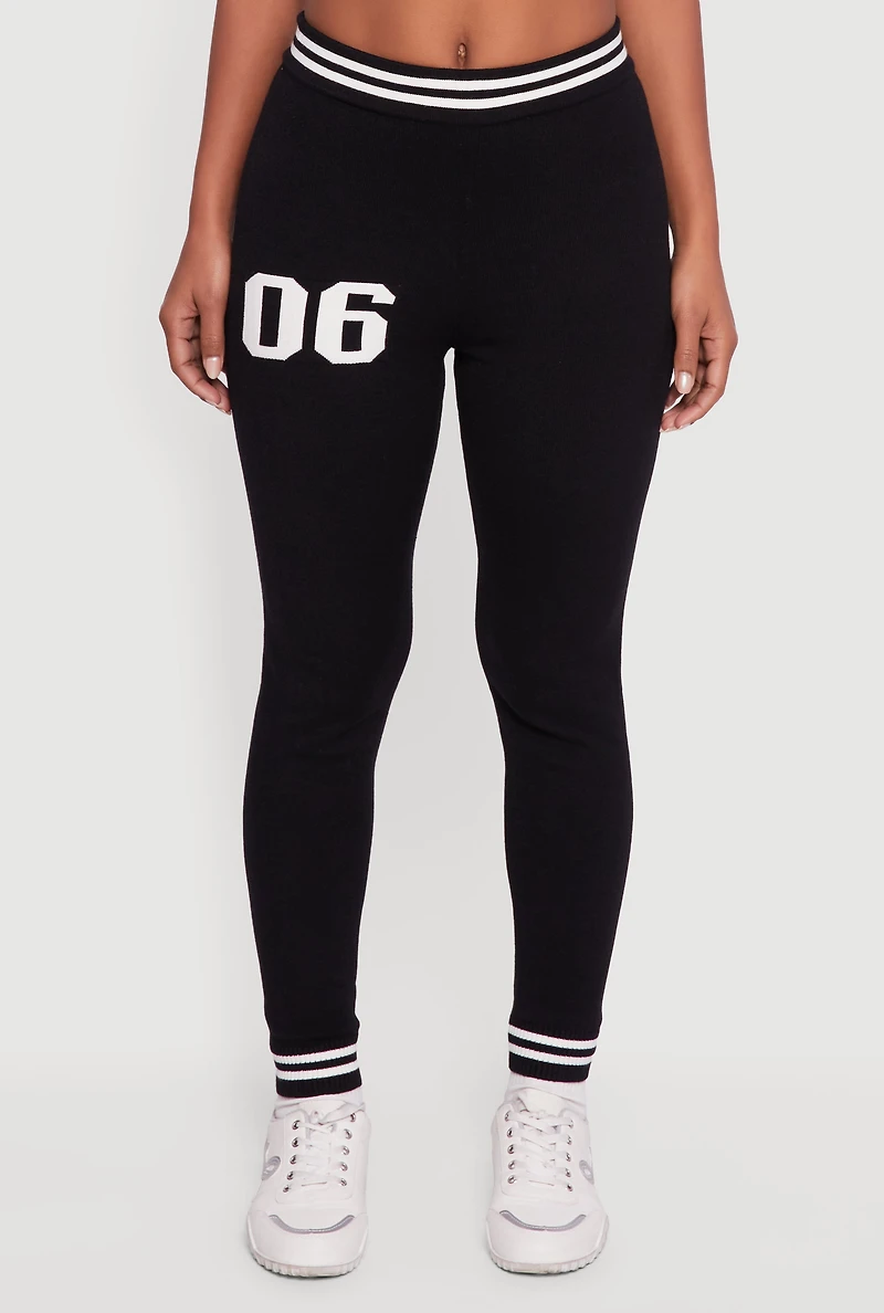Womens 06 Graphic Varsity Stripe Skinny Leg Sweatpants,