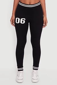 Womens 06 Graphic Varsity Stripe Skinny Leg Sweatpants, Black, Size L