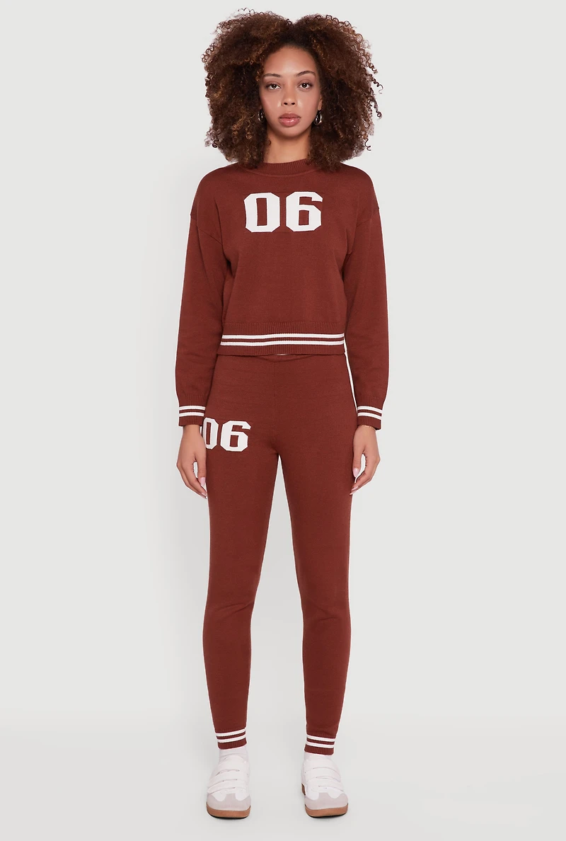 Womens 06 Graphic Varsity Stripe Skinny Leg Sweatpants, Brown, Size L