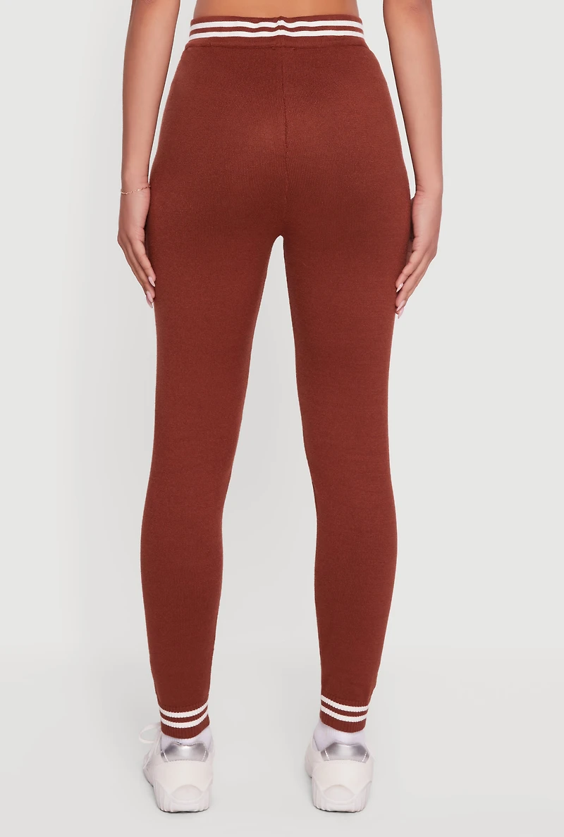 Womens 06 Graphic Varsity Stripe Skinny Leg Sweatpants, Brown, Size L