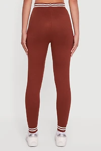 Womens 06 Graphic Varsity Stripe Skinny Leg Sweatpants, Brown, Size L
