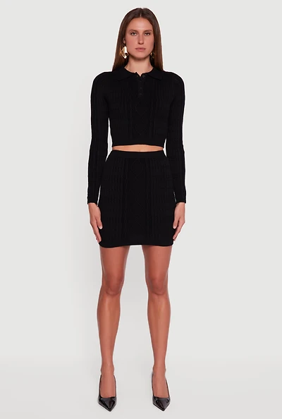 Womens Cable Knit Mini Skirt,