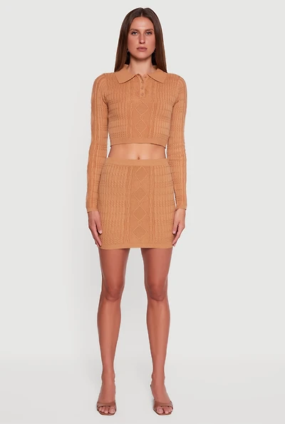 Womens Cable Knit Mini Skirt,