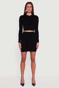 Womens Cable Knit Polo Collar Cropped Sweater,