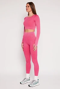 Daisy Ribbed Knit Long Sleeve Crop Top