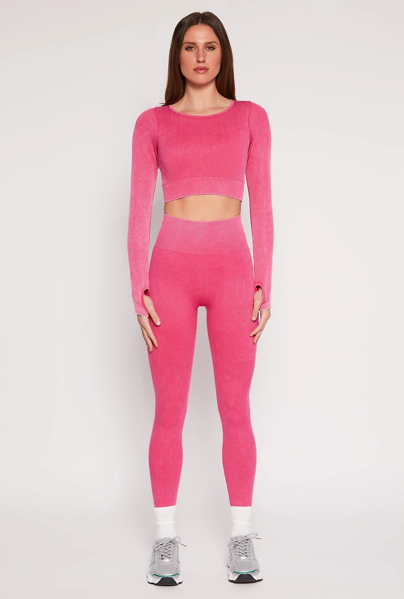 Daisy Ribbed Knit Active Leggings