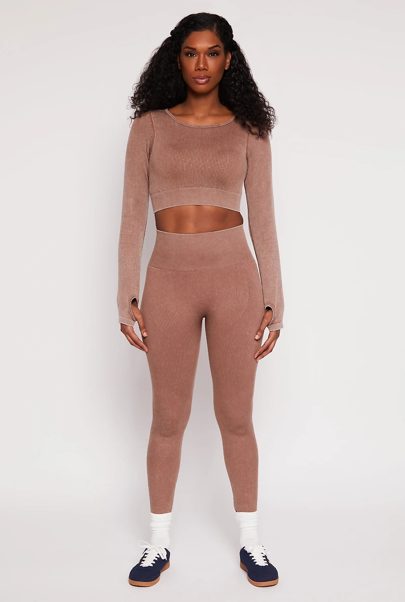 Daisy Ribbed Knit Active Leggings