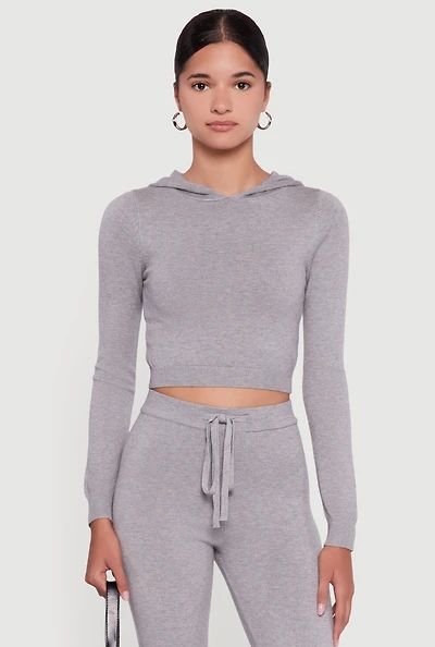 Long Sleeve Cropped Pullover Hooded Sweater