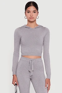 Long Sleeve Cropped Pullover Hooded Sweater