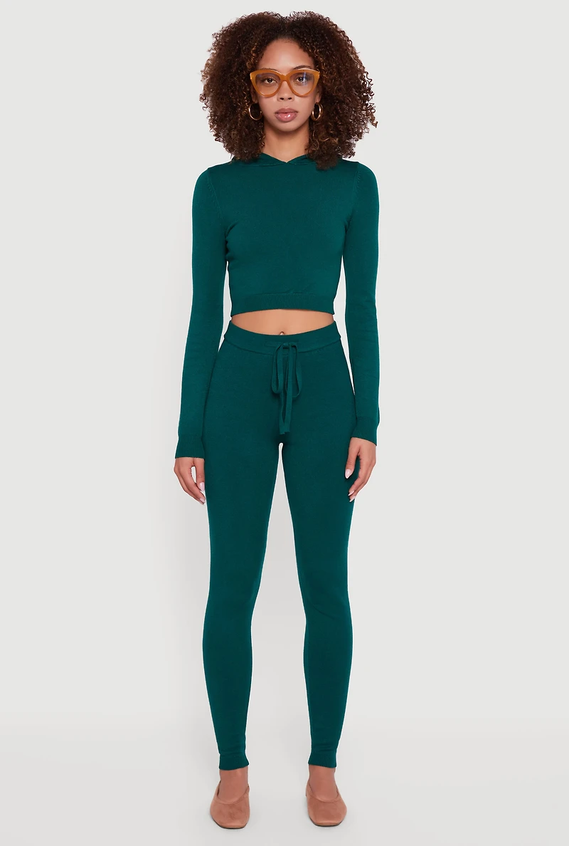 Womens Long Sleeve Cropped Pullover Hooded Sweater,