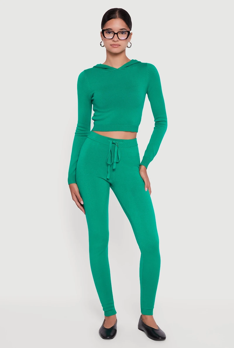 Womens Long Sleeve Cropped Pullover Hooded Sweater,