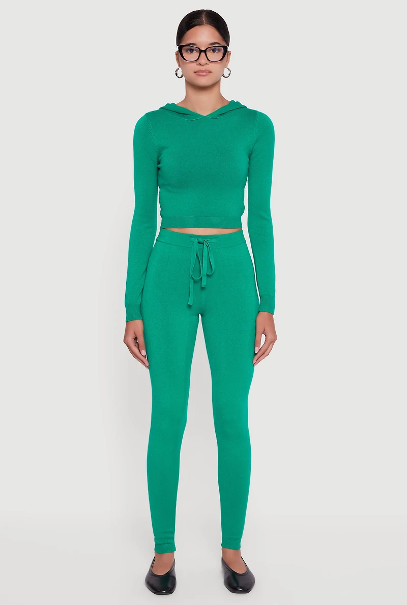 Womens Long Sleeve Cropped Pullover Hooded Sweater,