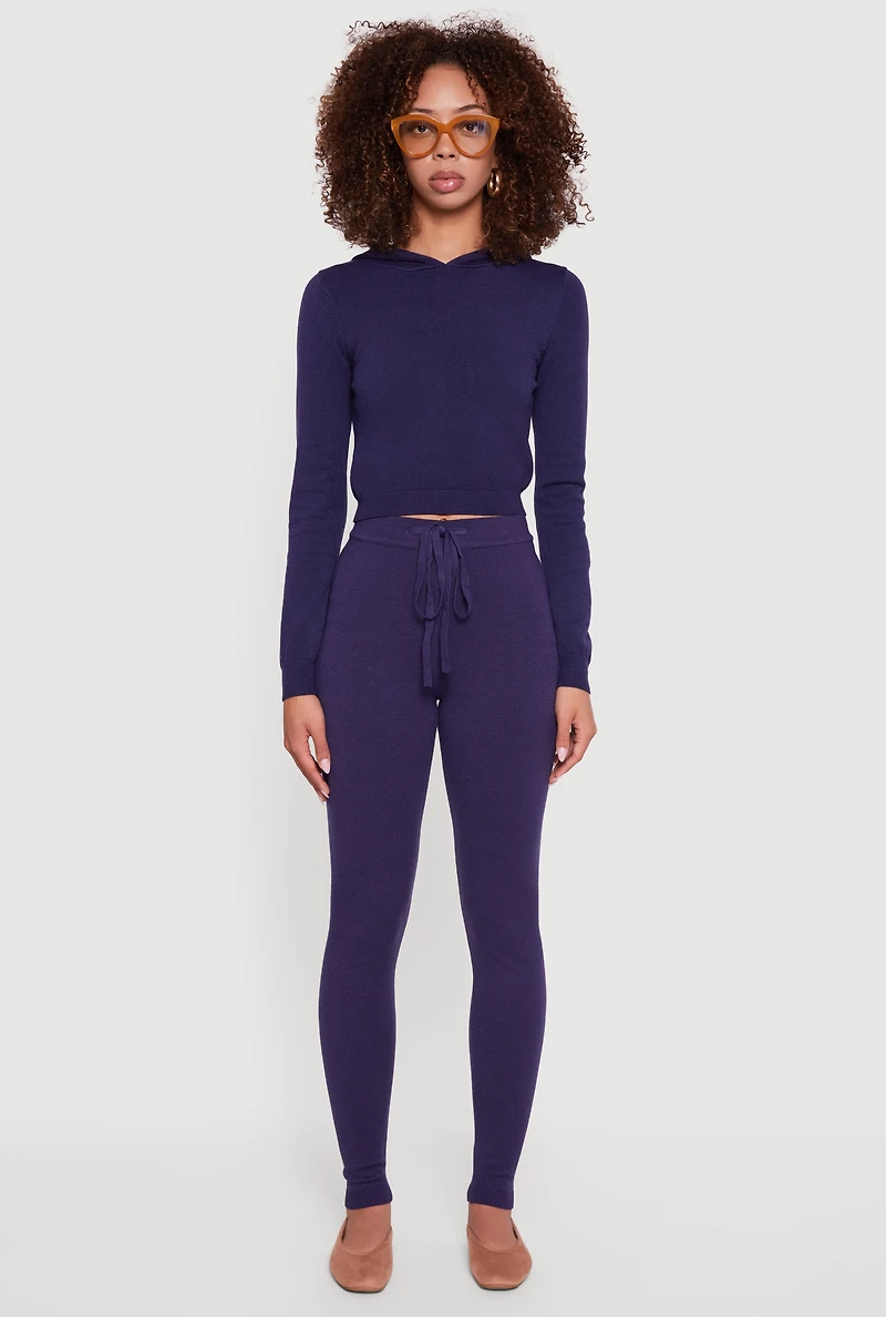 Womens Long Sleeve Cropped Pullover Hooded Sweater, Blue, Size S