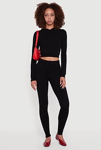 Womens Knitted Drawstring Leggings,