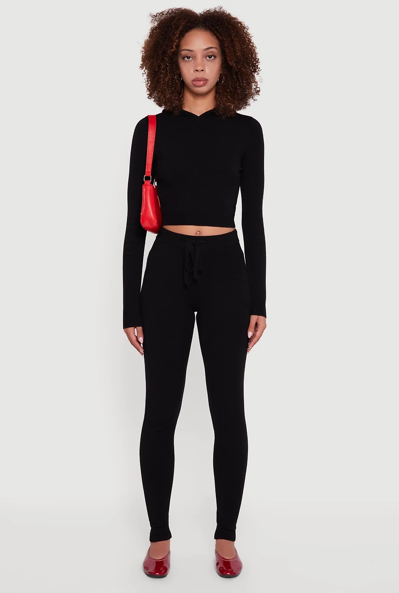 Womens Knitted Drawstring Leggings,