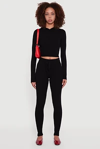 Womens Knitted Drawstring Leggings,