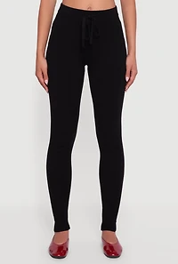Womens Knitted Drawstring Leggings,