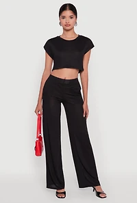 Womens Daisy Dolman Sleeve Cropped Tee,