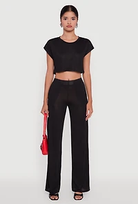 Womens Daisy Dolman Sleeve Cropped Tee,