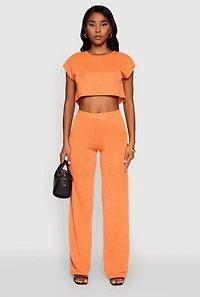 Womens Daisy Dolman Sleeve Cropped Tee, Orange, Size XL