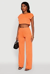 Womens Daisy Dolman Sleeve Cropped Tee, Orange, Size XL
