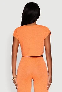 Womens Daisy Dolman Sleeve Cropped Tee, Orange, Size XL